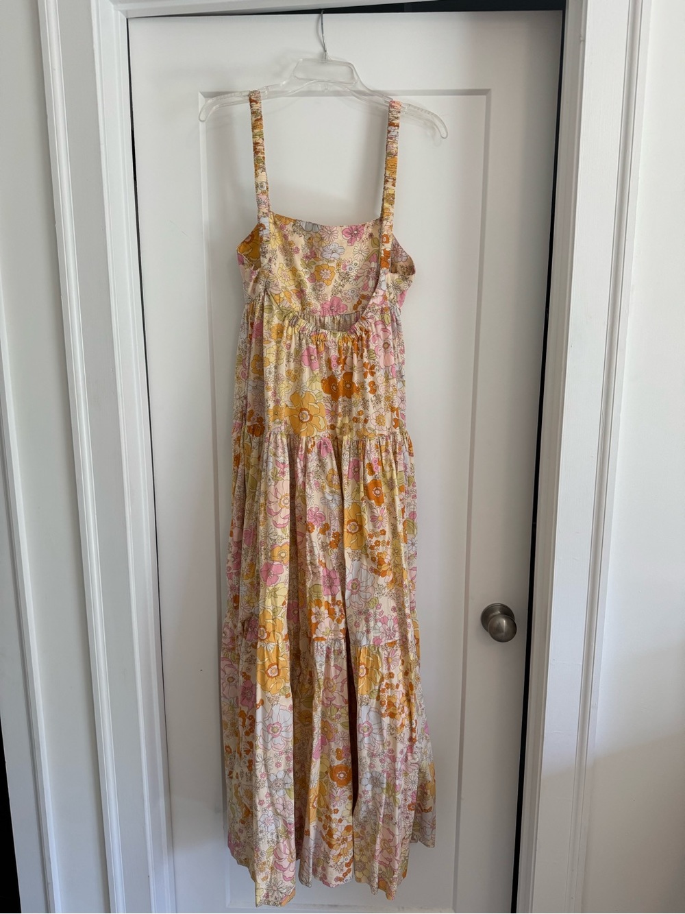 Free People Floral Tiered Maxi Dress - Pink & Orange Accents - Picture 4 of 5